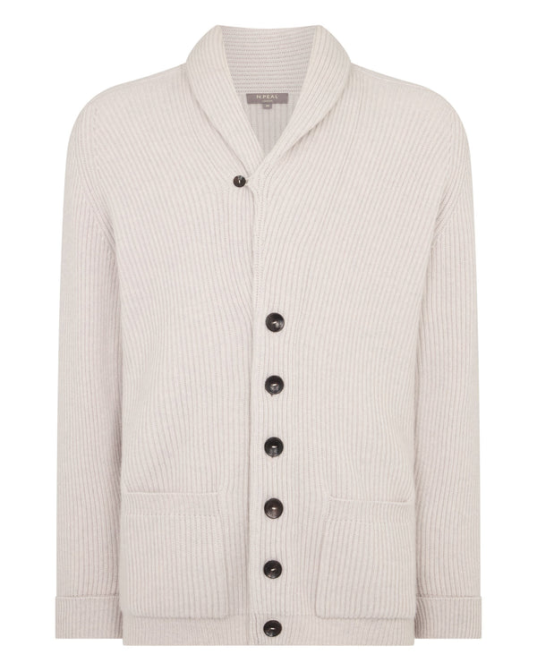 N.Peal Men's Kensington Cashmere Cardigan Pebble Grey