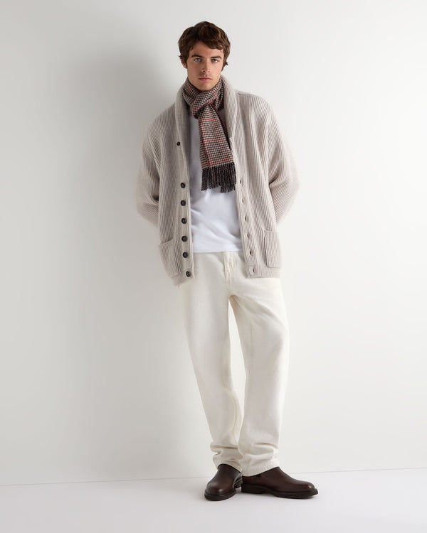N.Peal Men's Kensington Cashmere Cardigan Pebble Grey