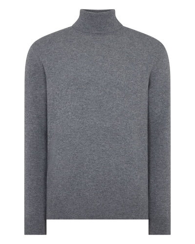 N.Peal Men's Trafalgar Roll Neck Cashmere Jumper Elephant Grey