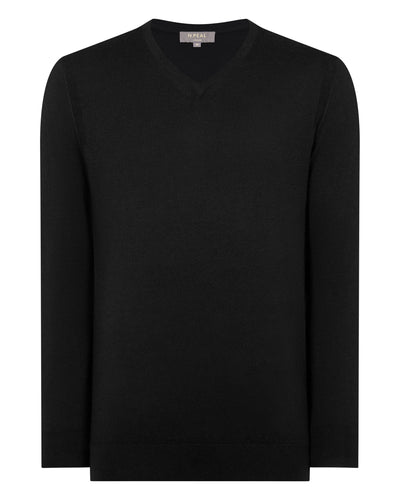 Men's Conduit Fine Gauge Cashmere V Neck Sweater Black