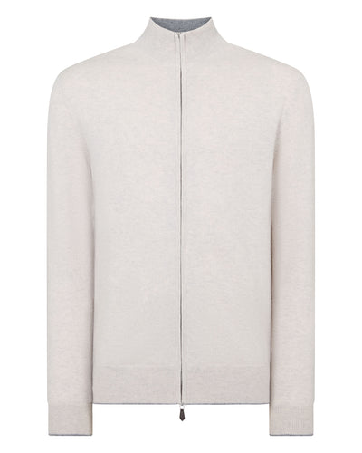 Men's Knightsbridge Full Zip Cashmere Sweater Pebble Grey