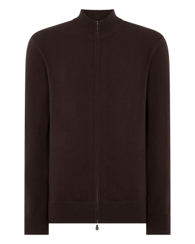 N.Peal Men's Knightsbridge Full Zip Cashmere Jumper Redwood