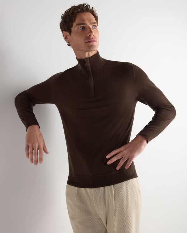 Men's Regent Fine Gauge Cashmere Half Zip Sweater 1