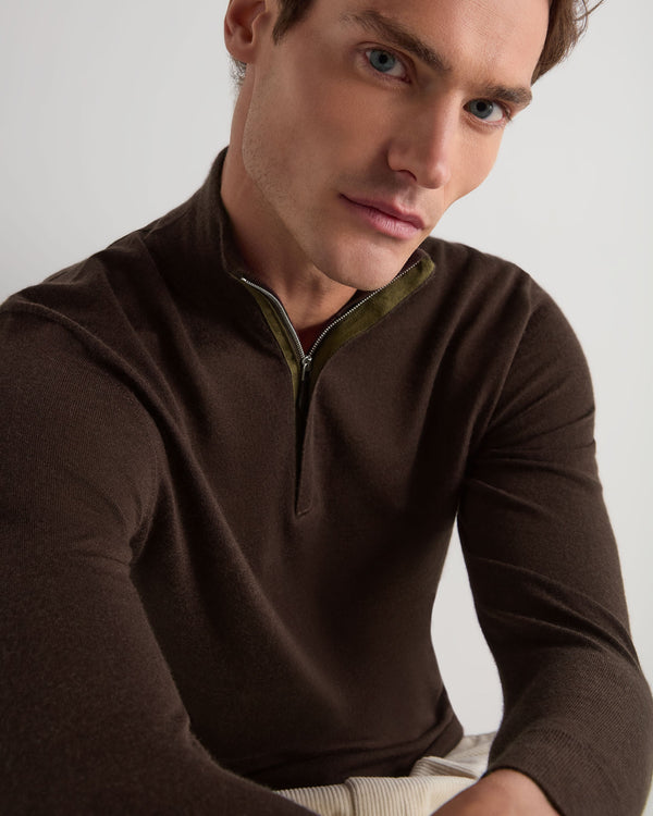 Men's Regent Fine Gauge Cashmere Half Zip Sweater 5