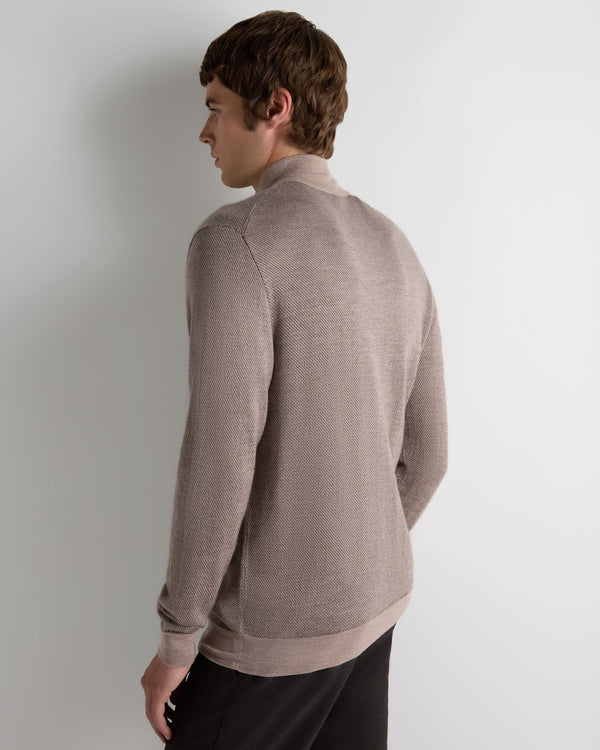 Men's Regent Jacquard Fine Gauge Cashmere Half Zip Sweater 4