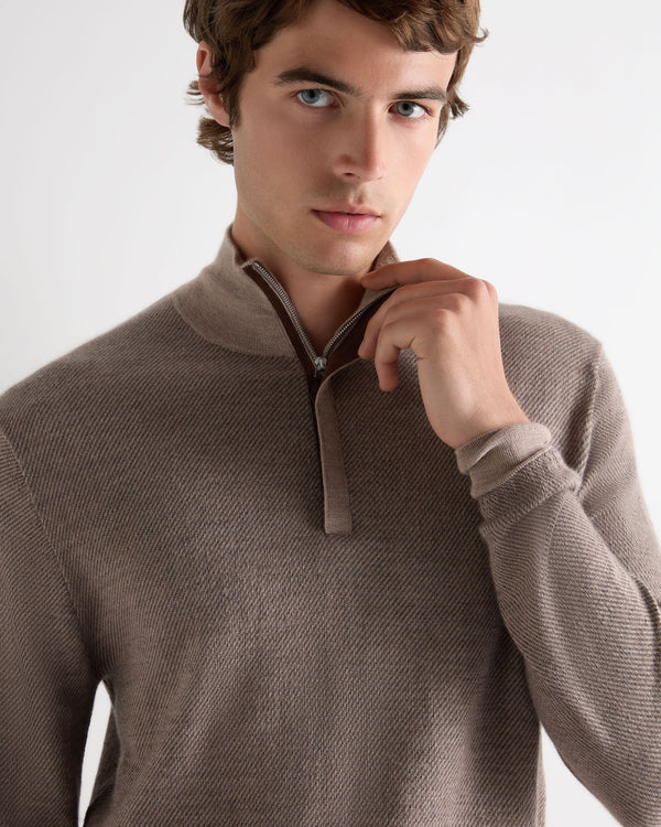 Men's Regent Jacquard Fine Gauge Cashmere Half Zip Sweater 5