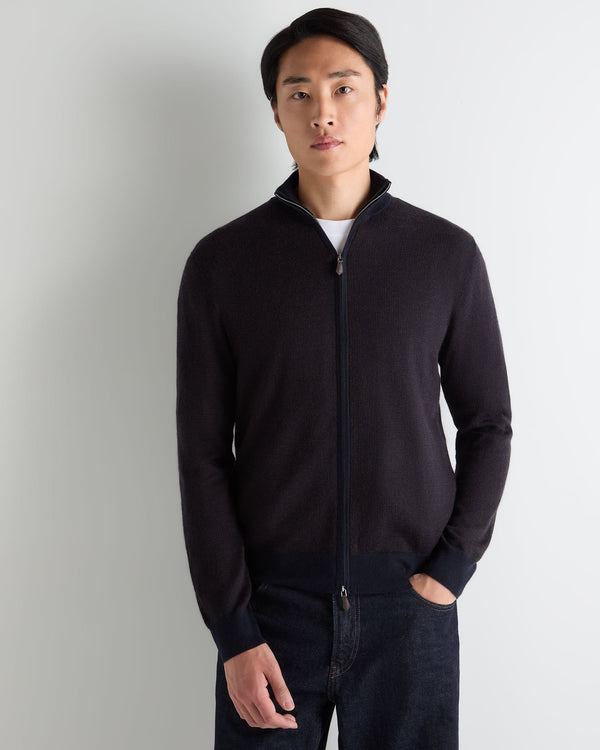 Men's Hyde Jacquard Fine Gauge Cashmere Full Zip Sweater 1
