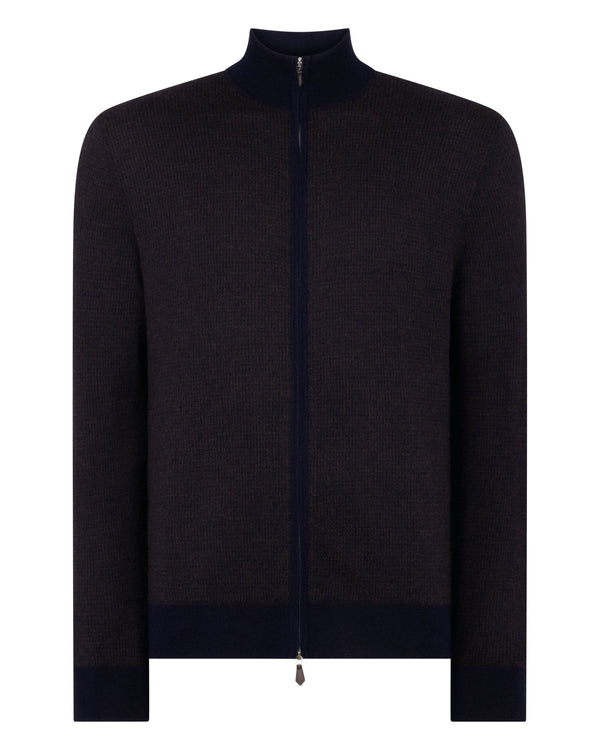 Men's Hyde Jacquard Fine Gauge Cashmere Full Zip Sweater 2