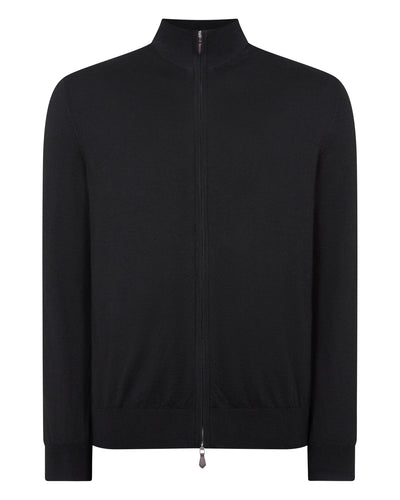 Men's Hyde Fine Gauge Cashmere Full Zip Sweater Black