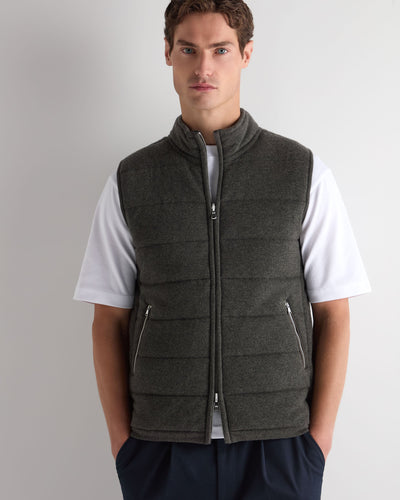 N.Peal Men's Mall Reversible Cashmere Gilet Grey Moss