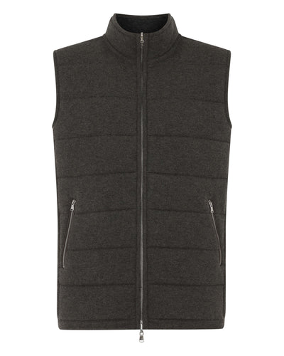 N.Peal Men's Mall Reversible Cashmere Gilet Grey Moss