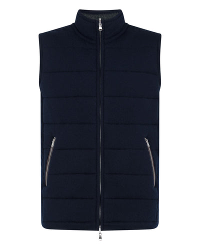 N.Peal Men's Mall Reversible Cashmere Gilet Navy Blue