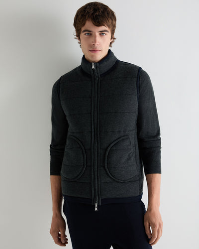 N.Peal Men's Mall Reversible Cashmere Gilet Navy Blue