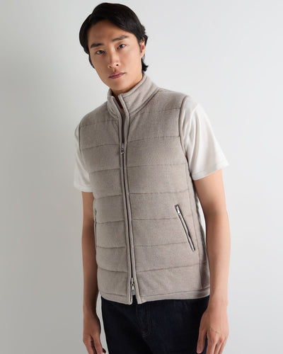 N.Peal Men's Mall Reversible Cashmere Gilet Oat Grey