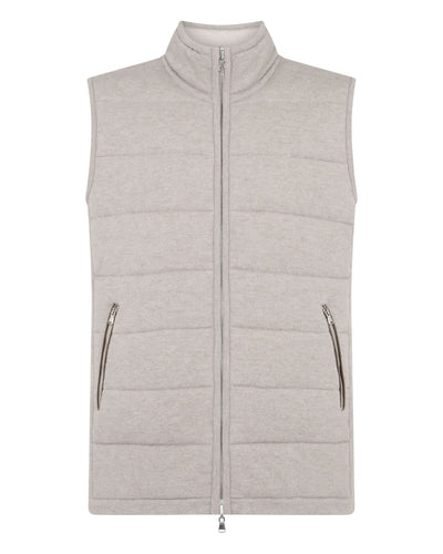 N.Peal Men's Mall Reversible Cashmere Gilet Oat Grey