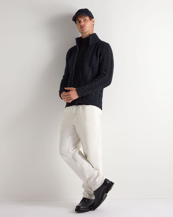 Men's Richmond Cable Cashmere Cardigan With Fur Trim 3