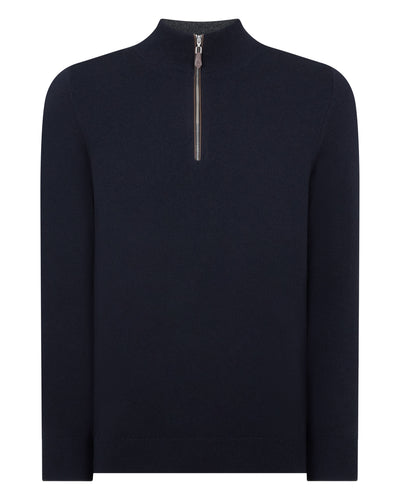Men's Carnaby Half Zip Cashmere Sweater Navy Blue