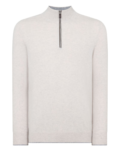 Men's Carnaby Half Zip Cashmere Sweater Pebble Grey