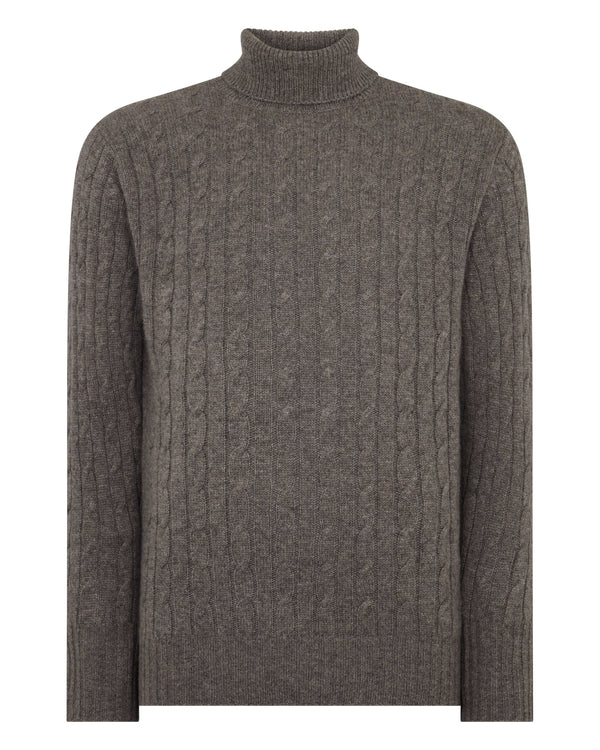 Men's Berwick Cable Turtle Neck Cashmere Sweater 2