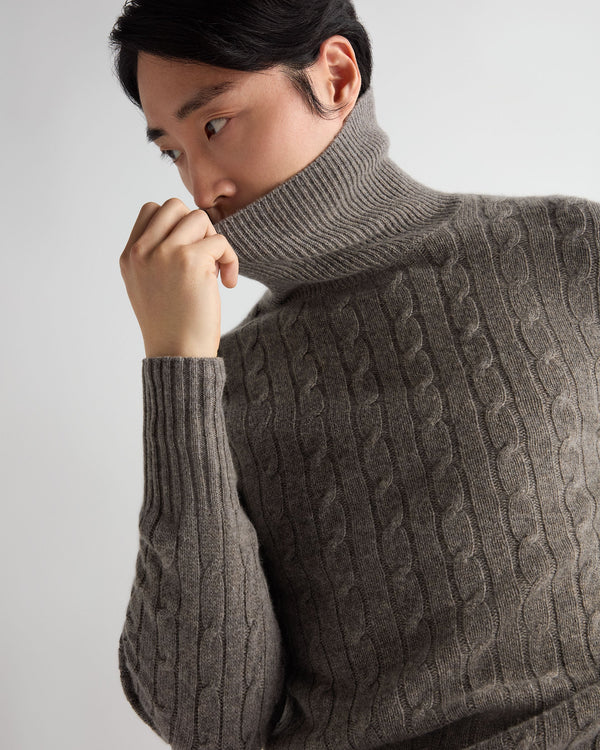 Men's Berwick Cable Turtle Neck Cashmere Sweater 5