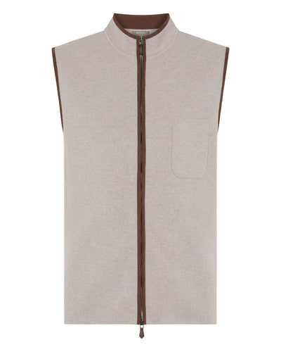 N.Peal Men's Shaftesbury Cashmere Gilet Oat Grey