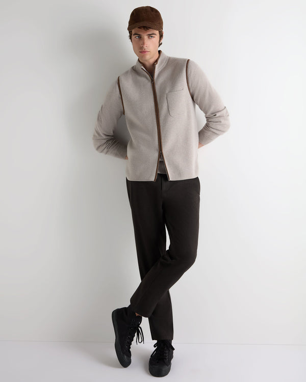 N.Peal Men's Shaftesbury Cashmere Gilet Oat Grey