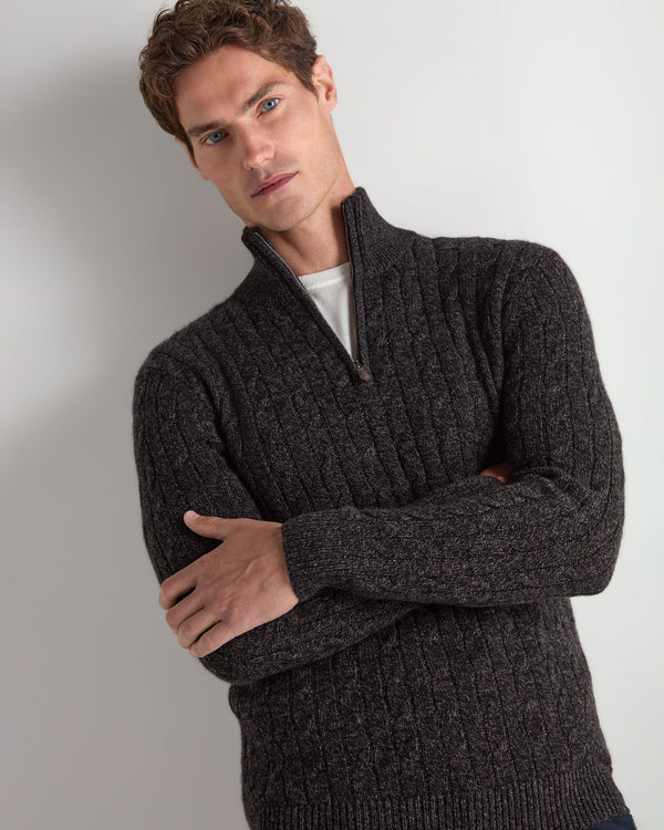 Men's Albemarle Cable Half Zip Cashmere Sweater 1