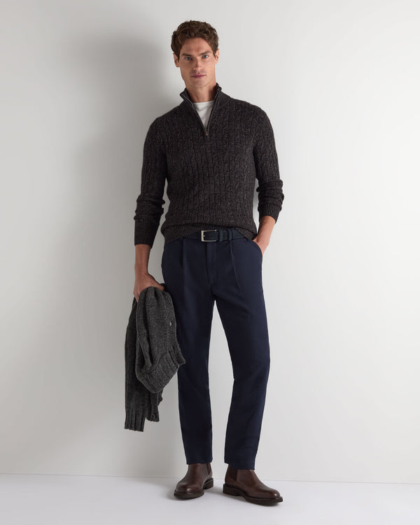 Men's Albemarle Cable Half Zip Cashmere Sweater 3