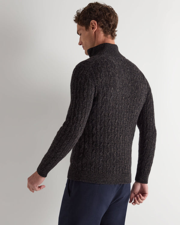 Men's Albemarle Cable Half Zip Cashmere Sweater 4