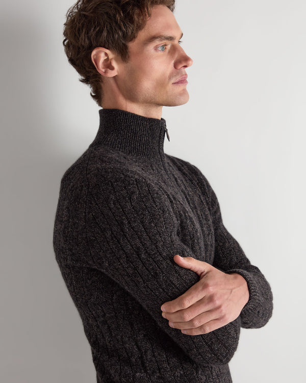 Men's Albemarle Cable Half Zip Cashmere Sweater 5