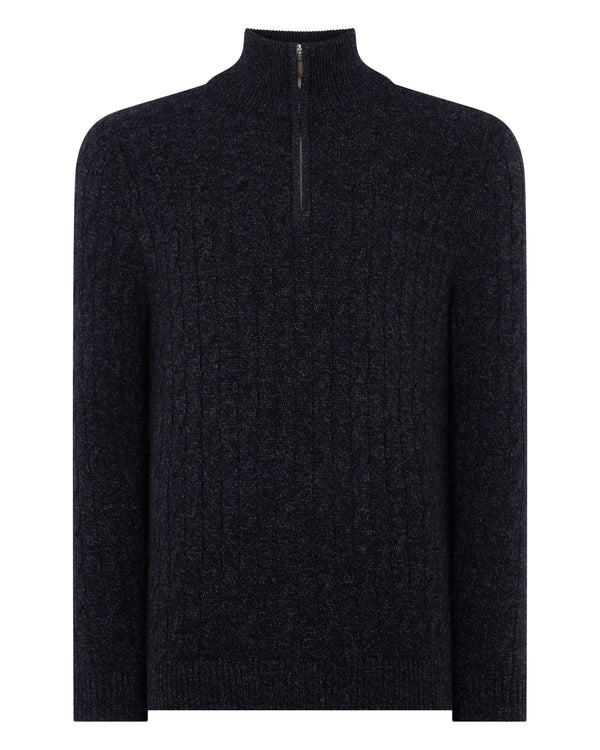 Men's Albemarle Cable Half Zip Cashmere Sweater 2