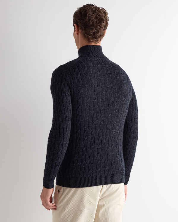 Men's Albemarle Cable Half Zip Cashmere Sweater 4