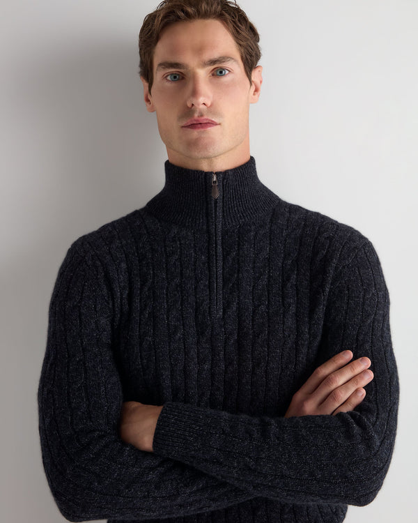 Men's Albemarle Cable Half Zip Cashmere Sweater 5