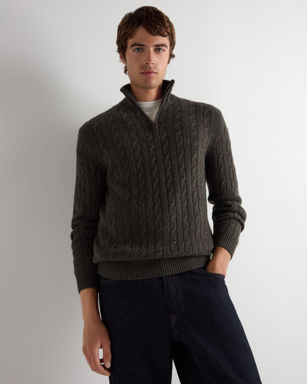 Men's Albemarle Cable Half Zip Cashmere Sweater  1