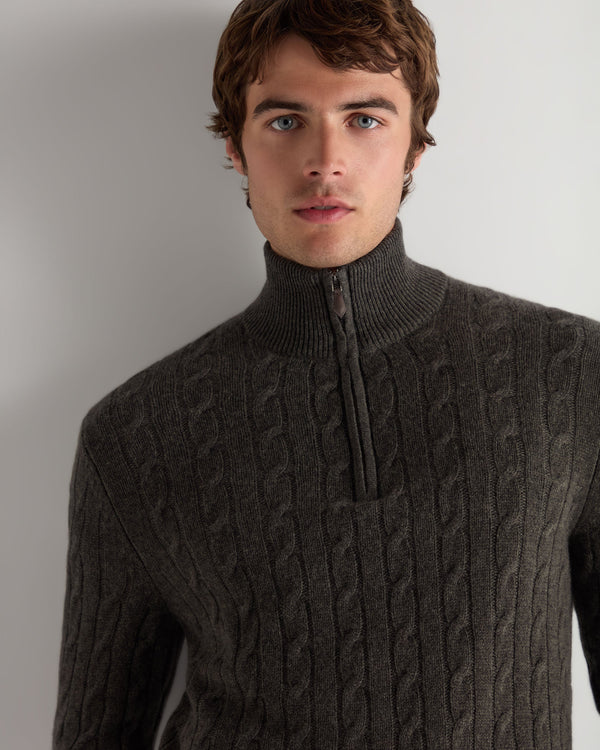 Men's Albemarle Cable Half Zip Cashmere Sweater  6
