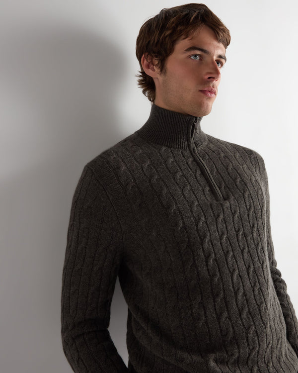 Men's Albemarle Cable Half Zip Cashmere Sweater  5
