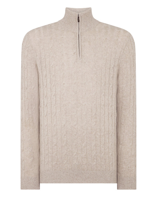 Men's Albemarle Cable Half Zip Cashmere Sweater 2