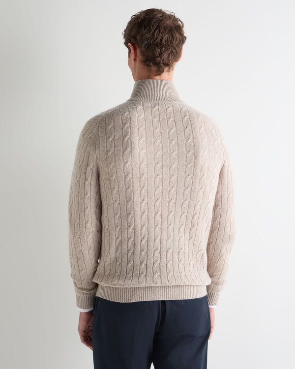 Men's Albemarle Cable Half Zip Cashmere Sweater 4