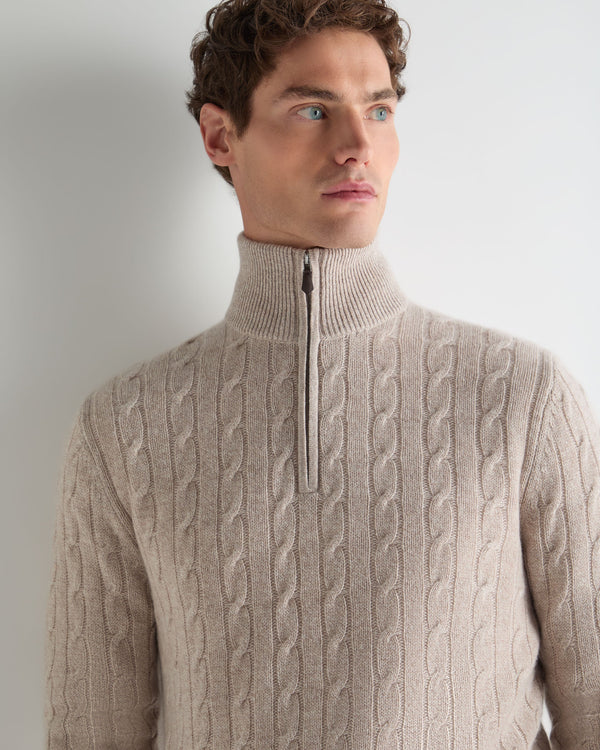 Men's Albemarle Cable Half Zip Cashmere Sweater 5