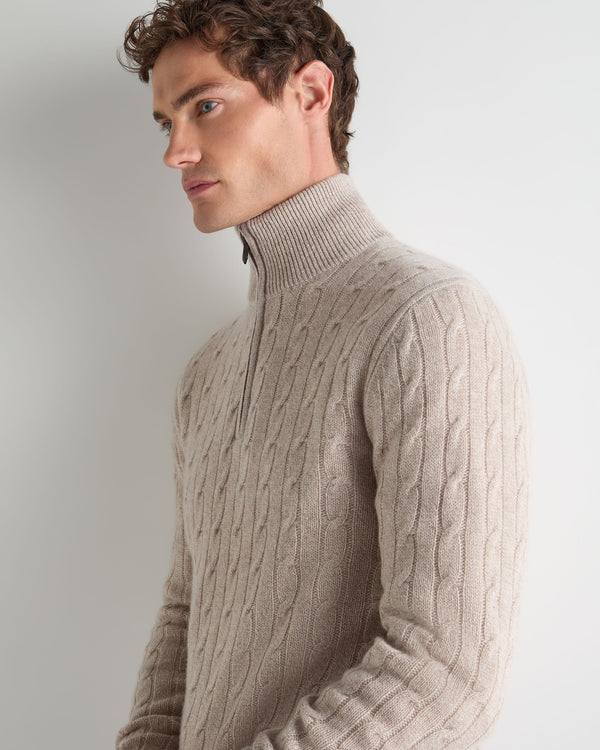 Men's Albemarle Cable Half Zip Cashmere Sweater 6