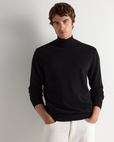 N.Peal Men's Mayfair Turtle Neck Cashmere Jumper Black