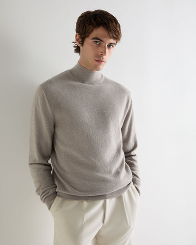 Men's Mayfair Turtle Neck Cashmere Sweater Oat Grey