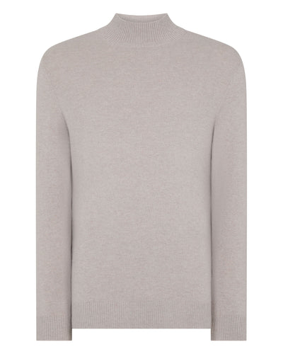 N.Peal Men's Mayfair Turtle Neck Cashmere Jumper Oat Grey