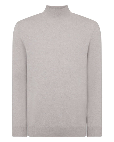 N.Peal Men's Mayfair Turtle Neck Cashmere Jumper Oat Grey
