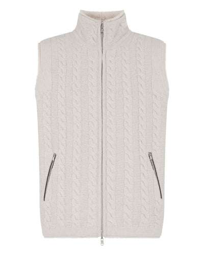 N.Peal Men's Dolomiti Cable Fur Gilet Arctic Grey Melange