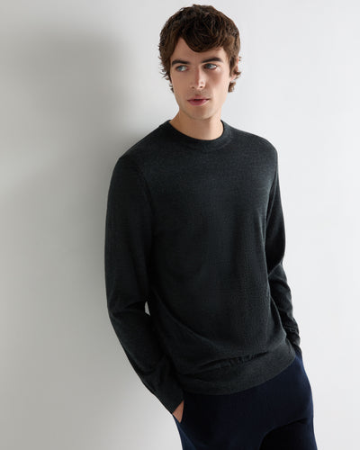 Men's Covent Fine Gauge Cashmere Round Neck Sweater Dark Charcoal Grey