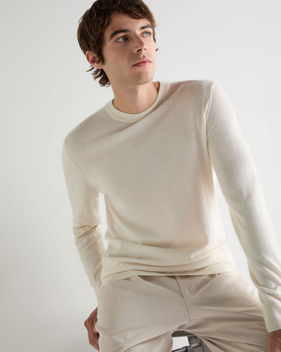 Men's Covent Fine Gauge Cashmere Round Neck Sweater New Ivory White