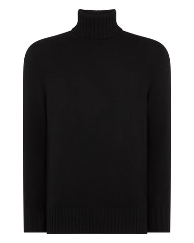 N.Peal Men's Brompton Roll Neck Cashmere Jumper Black