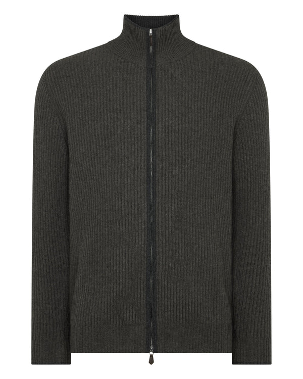 Men's Lambeth Rib Full Zip Cashmere Cardigan  2