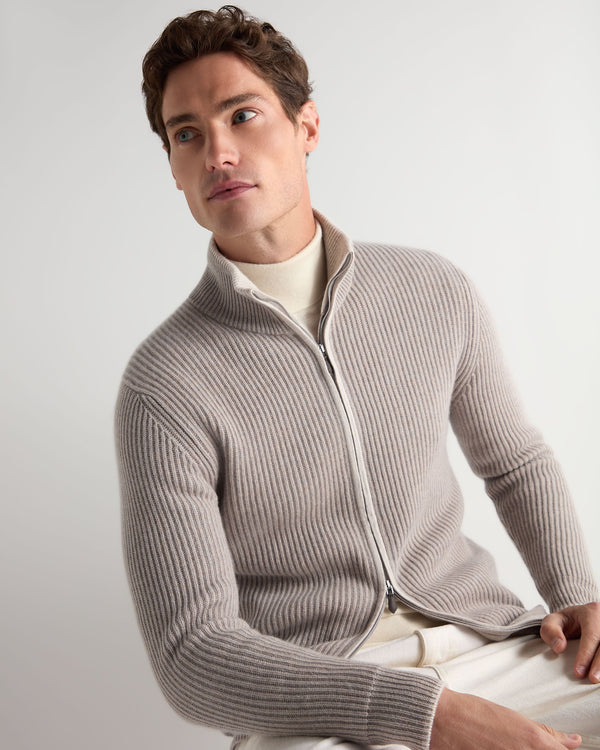 Men's Lambeth Rib Full Zip Cashmere Cardigan 1
